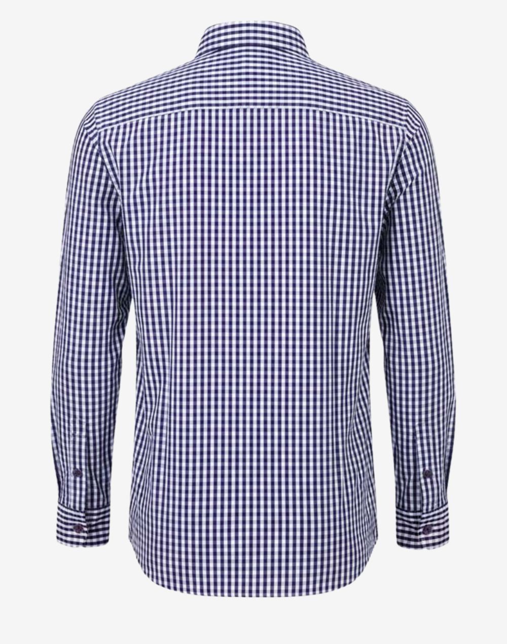 Back view of authentic Oktoberfest shirt for men showing clean rear design, long sleeves and traditional alpine tailoring