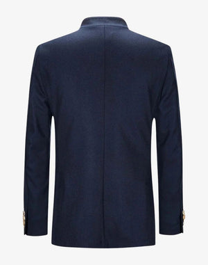 Navy blue blazer on a white background