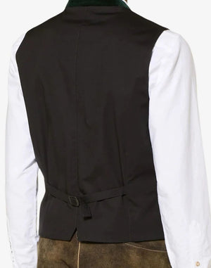 Black vest over a white shirt on a white background