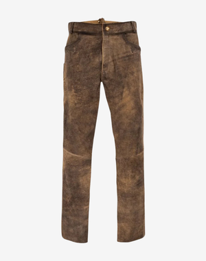 Brown leather pants on a white background