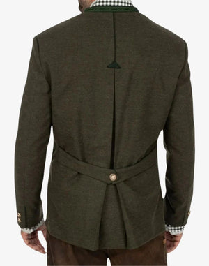 Green jacket with a belt on a white background