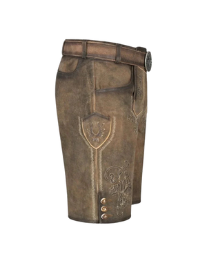 Festival Mens Lederhosen Outfit side view showing pocket panel and leg buttons