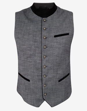 premium Trachten vest displaying button closure, clean lines and classic Bavarian vest construction