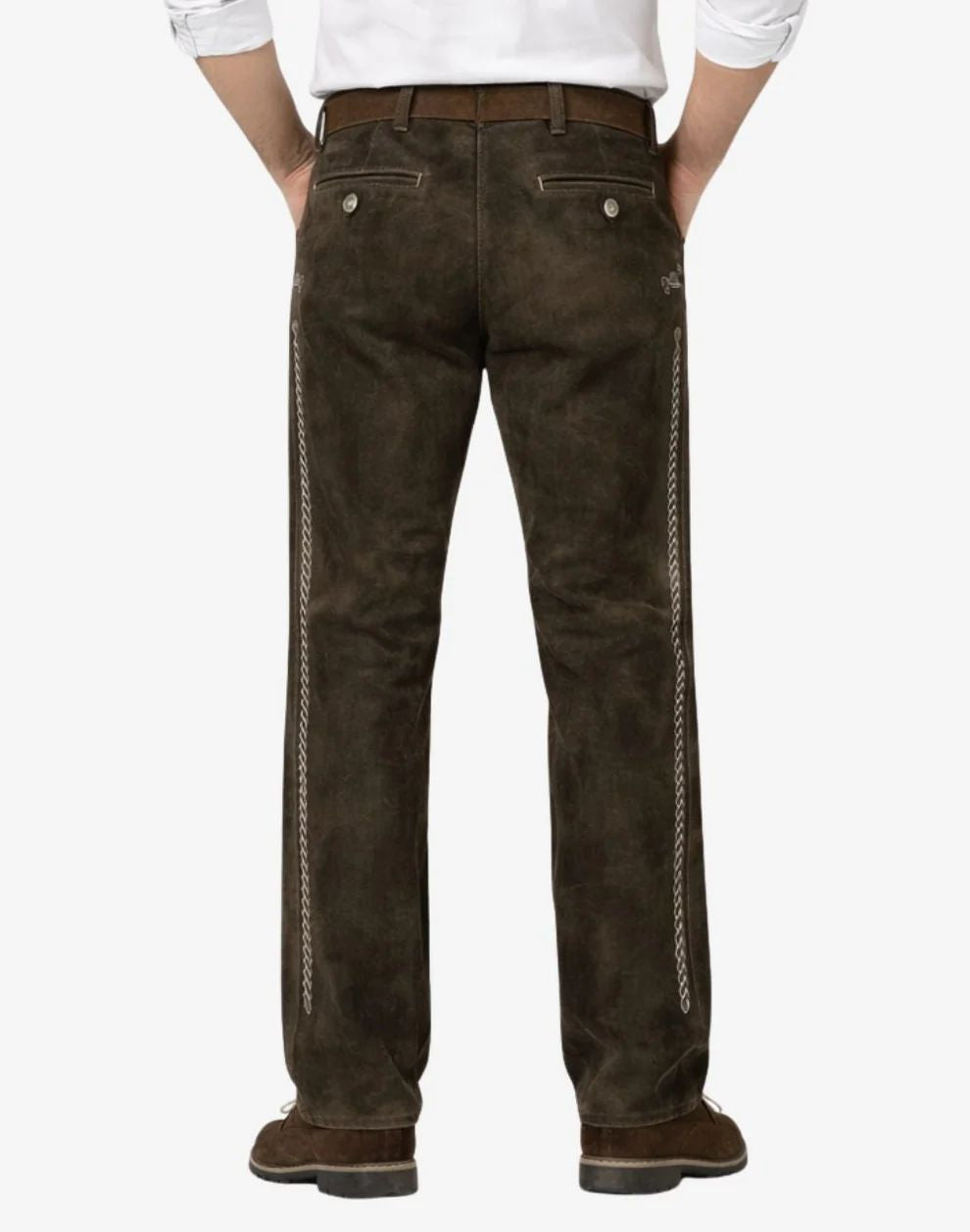 Men wearing Brown crafted Lederhosen Pants 