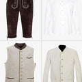 Men's Dark Brown Bundhosen Set with Beige Trachten Jacket