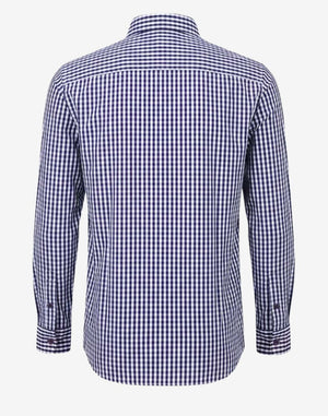Back view of authentic Oktoberfest shirt for men showing clean rear design, long sleeves and traditional alpine tailoring