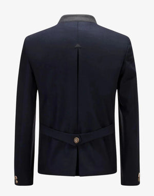 Navy blue blazer on a white background