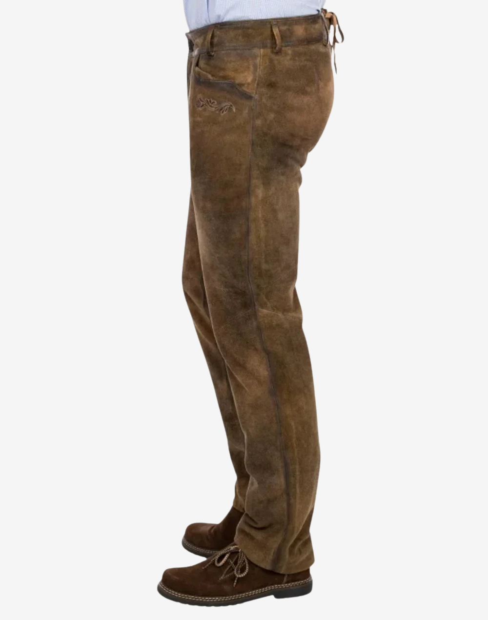 Lederhosen Pants in Rustic Brown Leather – Zip Front