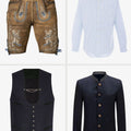 Men's Leather Lederhosen Set with Belt & Buckle Detail