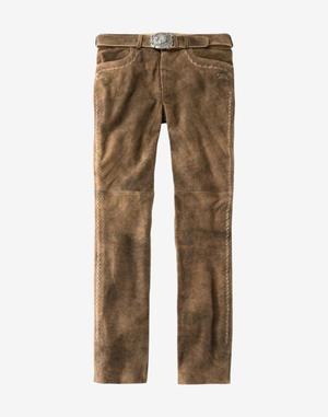Brown pants with a belt on a white background