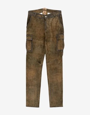 Brown cargo pants on a white background
