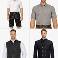 Men's Black Leather Lederhosen 4-Piece Oktoberfest Set