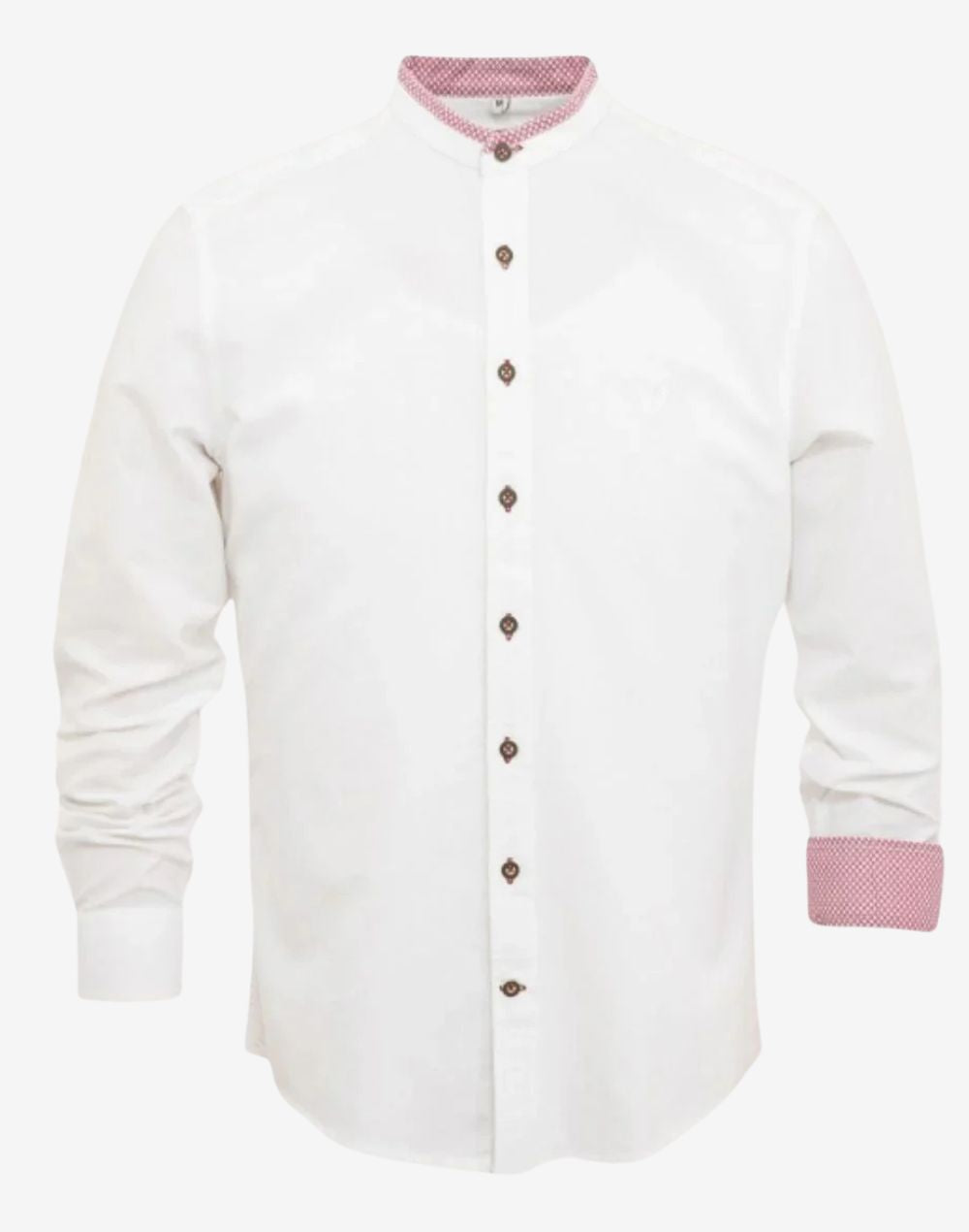 classic alpine shirt for men in white color featuring traditional buttons, clean front panel and Bavarian inspired design