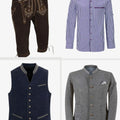 Men's Bundhosen with Suspenders & Blue Checkered Shirt