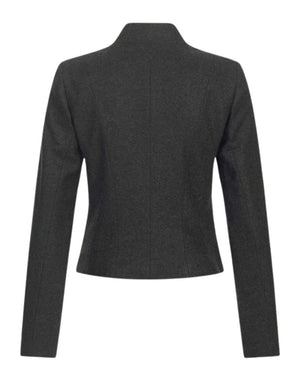 The back view of Dark gray blazer on a white background