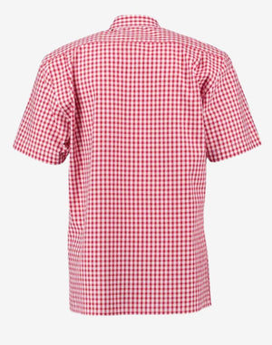 Back view of festival ready Bavarian shirt showing clean rear finish, long sleeves and traditional Bavarian tailored fit