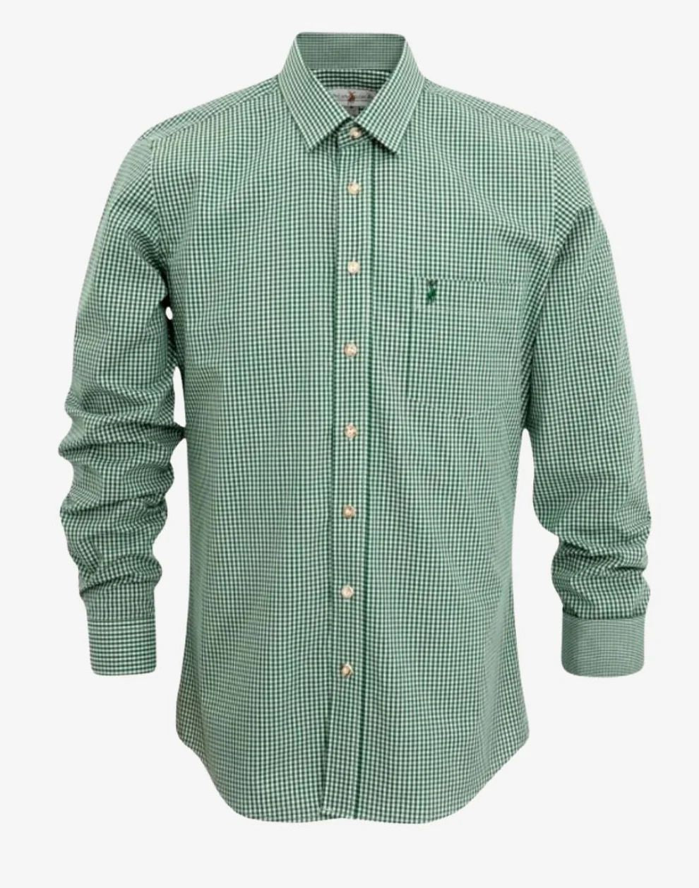 Green checkered shirt on a white background