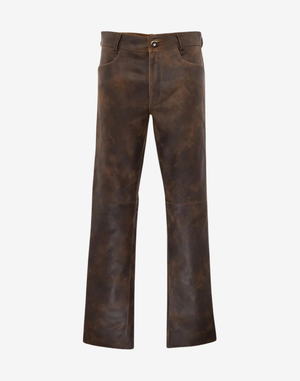 Brown leather pants on a white background