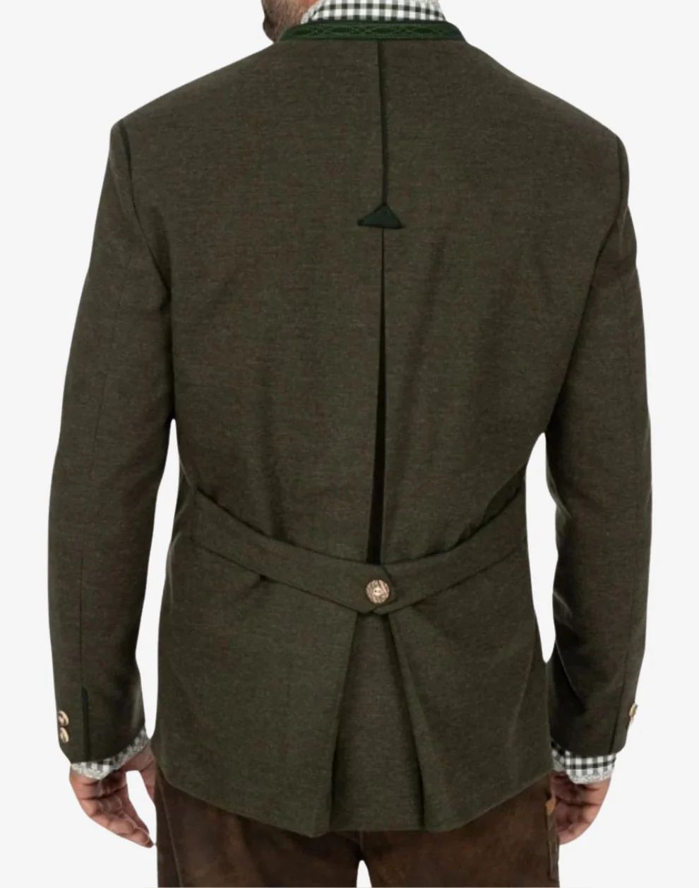 Green jacket with a belt on a white background