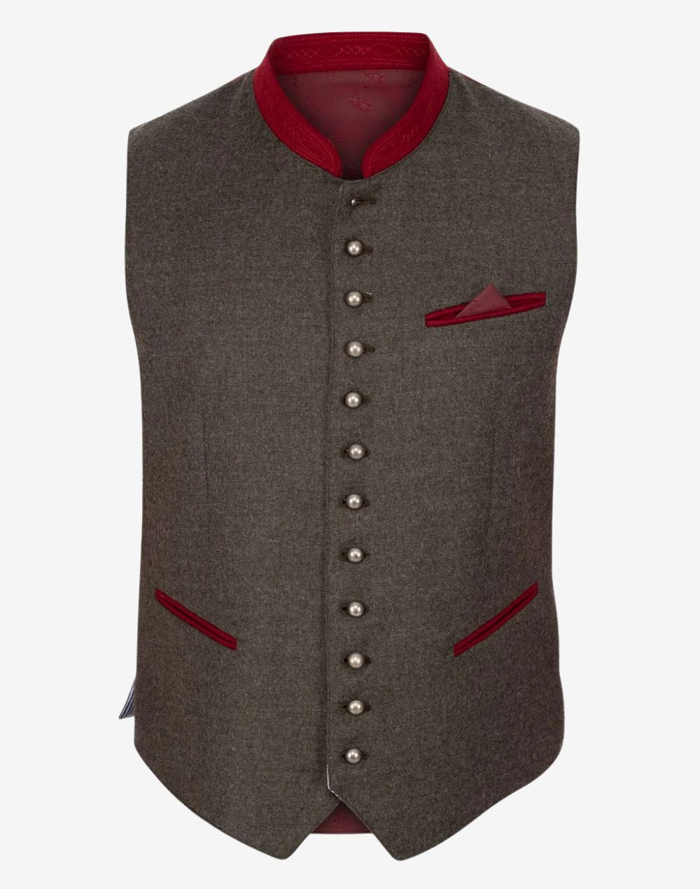heritage style trachten vest for men featuring traditional buttons, structured fit and classic Bavarian design