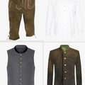 Men's Bundhosen with Attached Suspenders 4-Piece Set