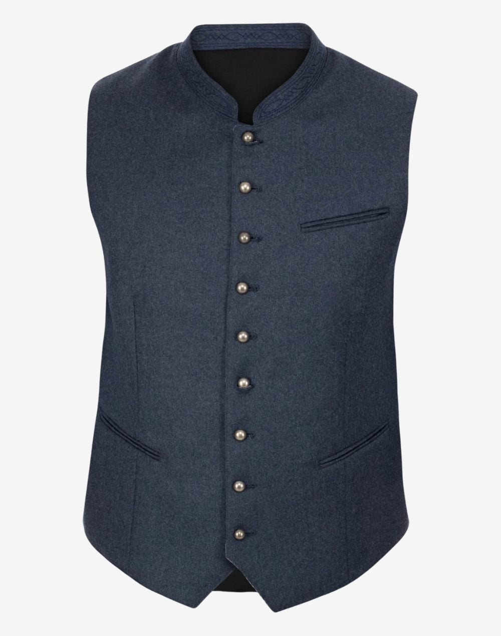 mens Bavarian waistcoat vest featuring traditional buttons, tailored fit and classic alpine styling