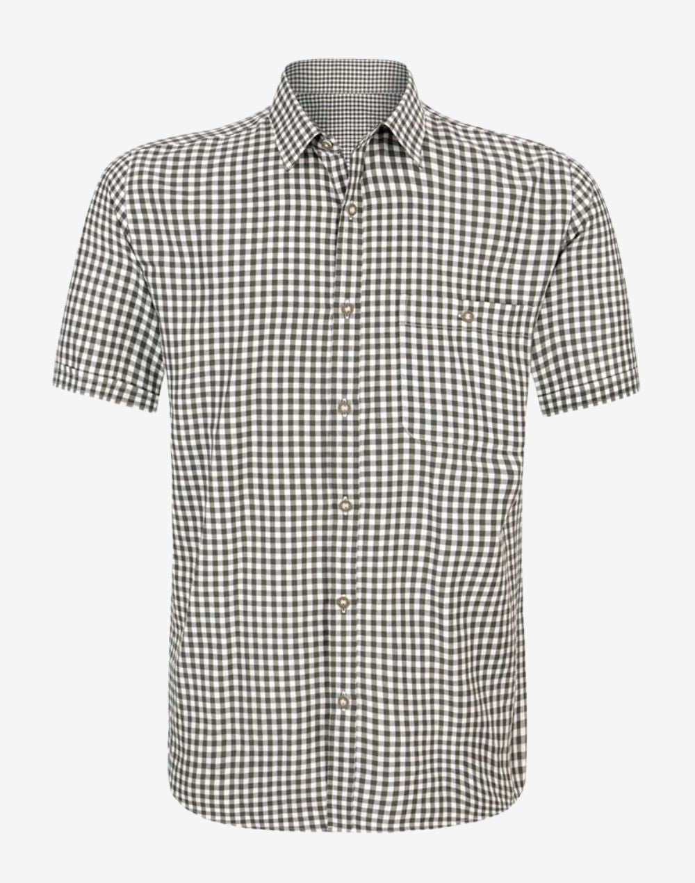 mens heritage Bavarian shirt featuring traditional button front, classic collar and authentic alpine styling