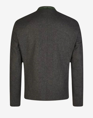 Back view of Oktoberfest wool jacket for men showing structured seams, tailored fit and traditional Bavarian Trachten style.