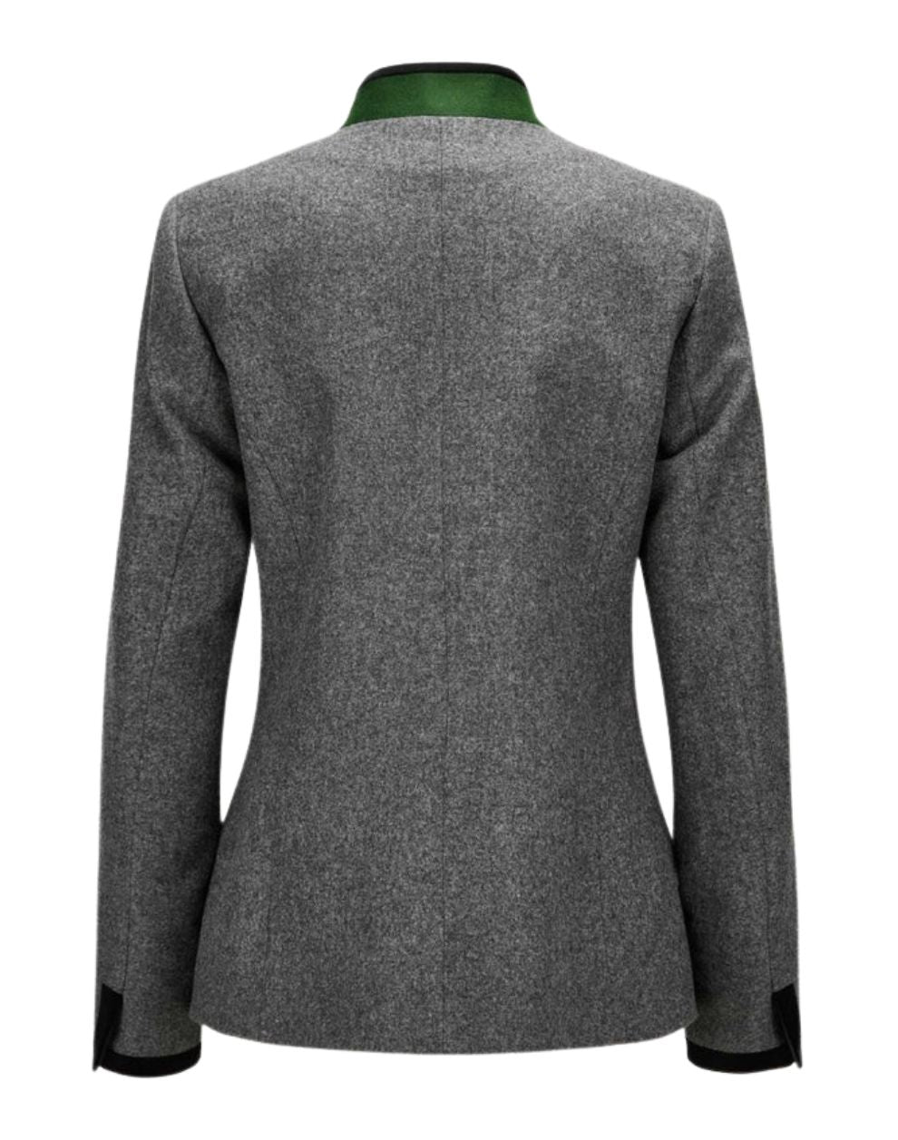 Gray blazer with green collar on a white background