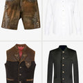 Men's Vintage-Finish Lederhosen Set with Leather-Accent Vest