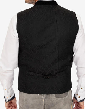 Back view of premium Trachten vest for men showing adjustable rear strap, structured fit and traditional Bavarian styling