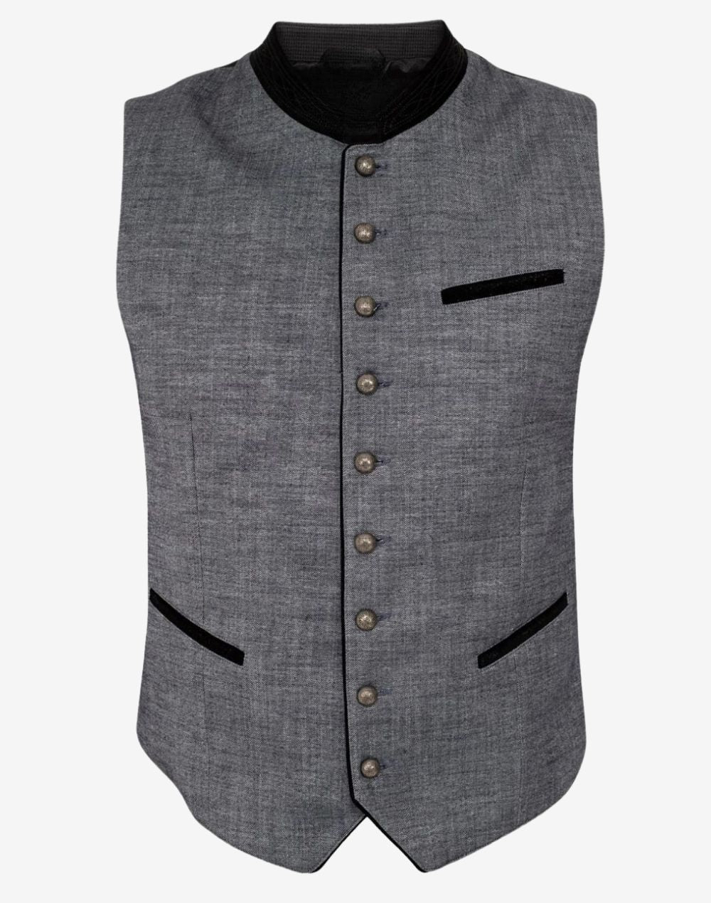 premium Trachten vest displaying button closure, clean lines and classic Bavarian vest construction