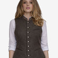 premium women trachten waistcoat featuring tailored fit, traditional buttons, wool texture and classic Bavarian styling