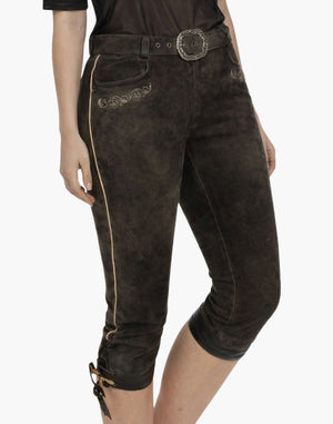Brown riding pants with decorative elements on a white background
