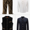 Men's Bundhosen Set with Contrast-Piped Vest