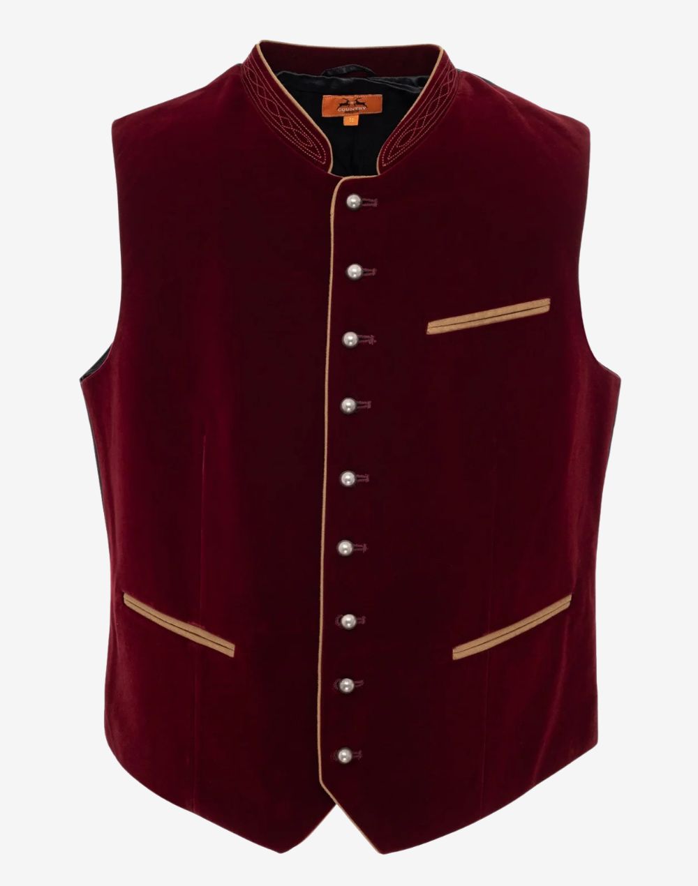 Traditional Alpine vest for men crafted in classic Trachten style with horn buttons, wool fabric and authentic Bavarian design.