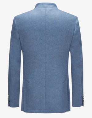 Back view of traditional German trachten jacket for men showing structured rear tailoring, clean lines and authentic alpine style finish