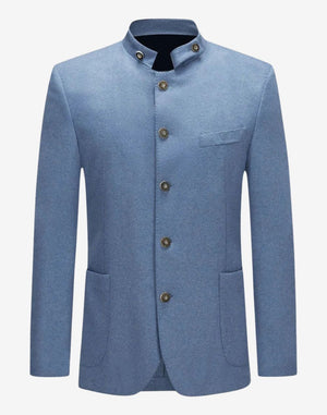 traditional German trachten jacket for men featuring stand collar, horn style buttons and classic Bavarian tailored fit