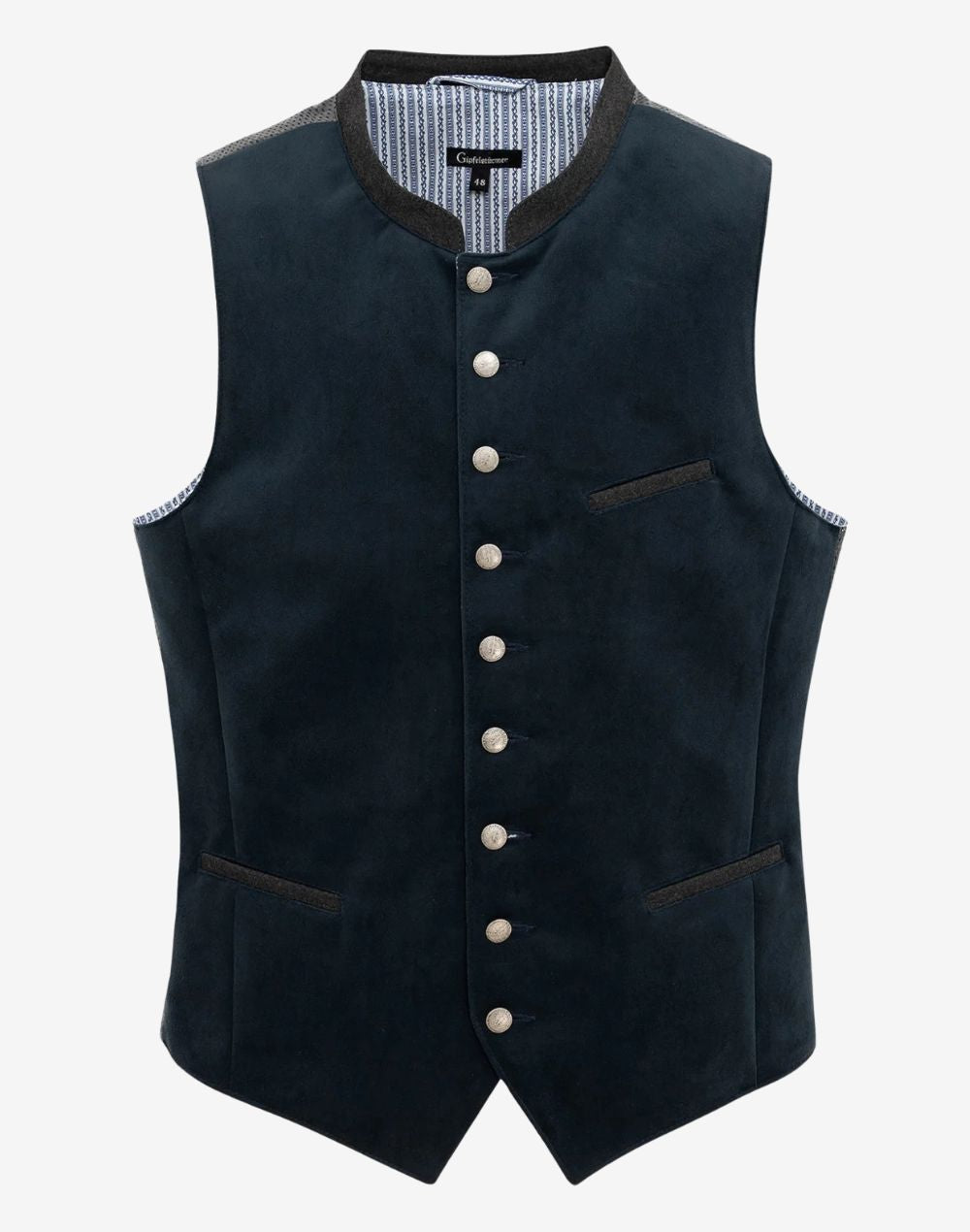 traditional German trachten vest for men featuring classic button closure, clean front panels and alpine style